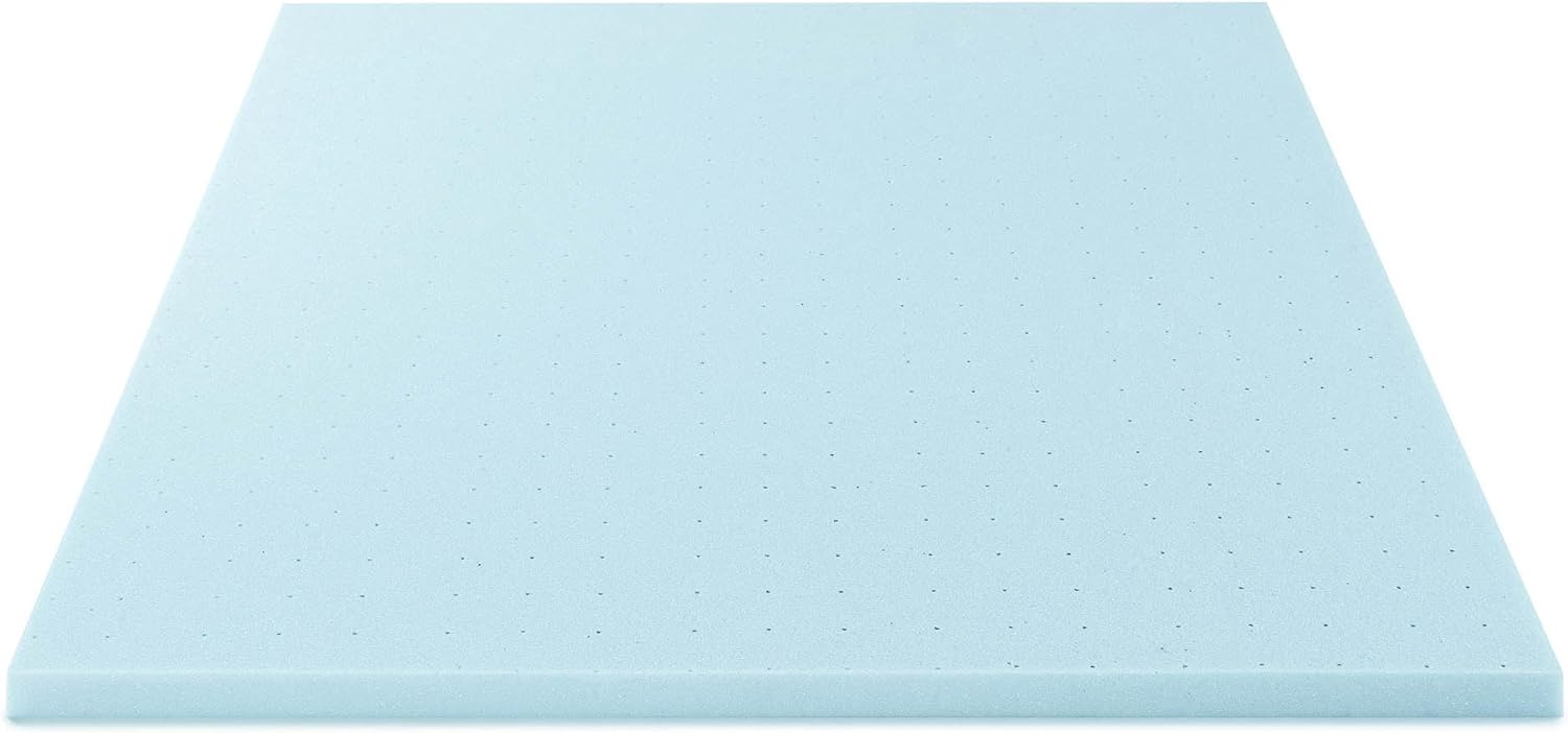 Best Price Mattress 1.5 Inch Ventilated Memory Foam Mattress Topper, Cooling Gel Infusion, CertiPUR-US Certified, Full, Blue0