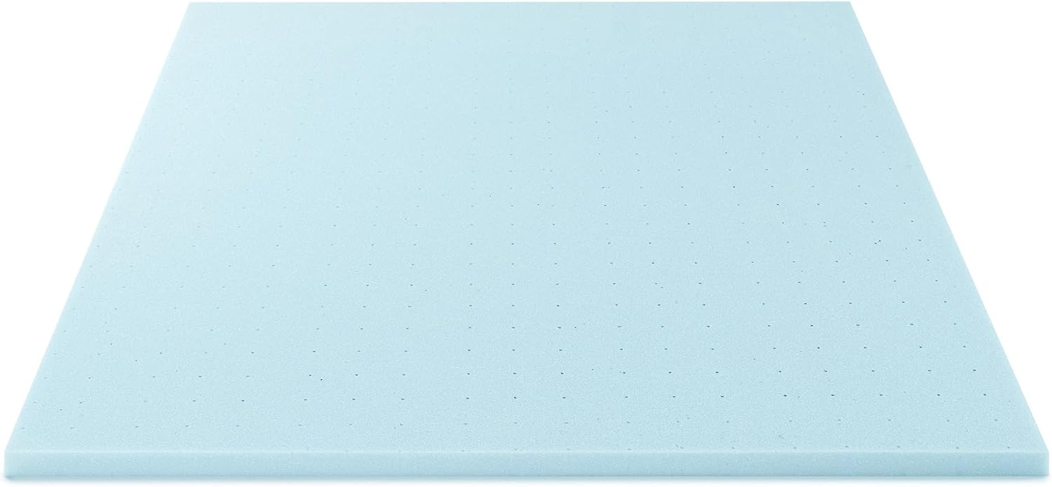 Best Price Mattress 1.5 Inch Ventilated Memory Foam Mattress Topper, Cooling Gel Infusion, CertiPUR-US Certified, King, Blue0