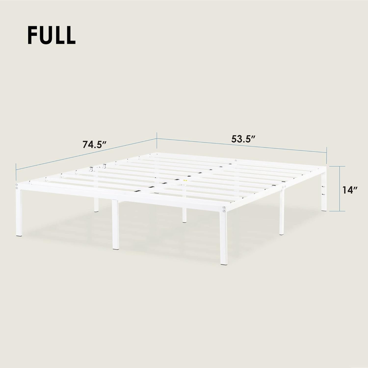 Best Price Mattress 14 Inch Metal Platform Bed Frame, Heavy Duty Steel Slats, White, Full (SPSC-14WH-F)1