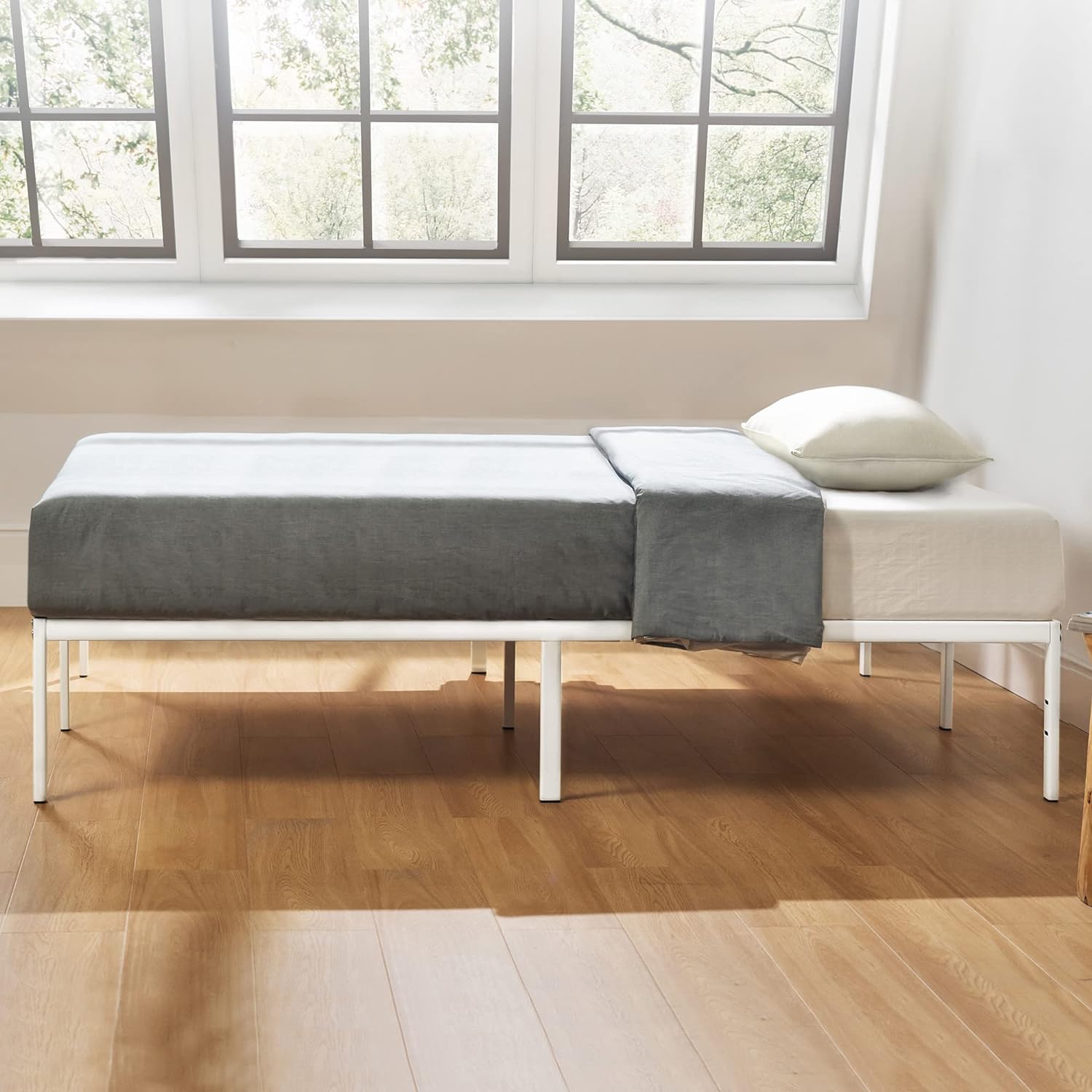 Best Price Mattress 14 Inch Metal Platform Bed Frame, Heavy Duty Steel Slats, White, Full (SPSC-14WH-F)3