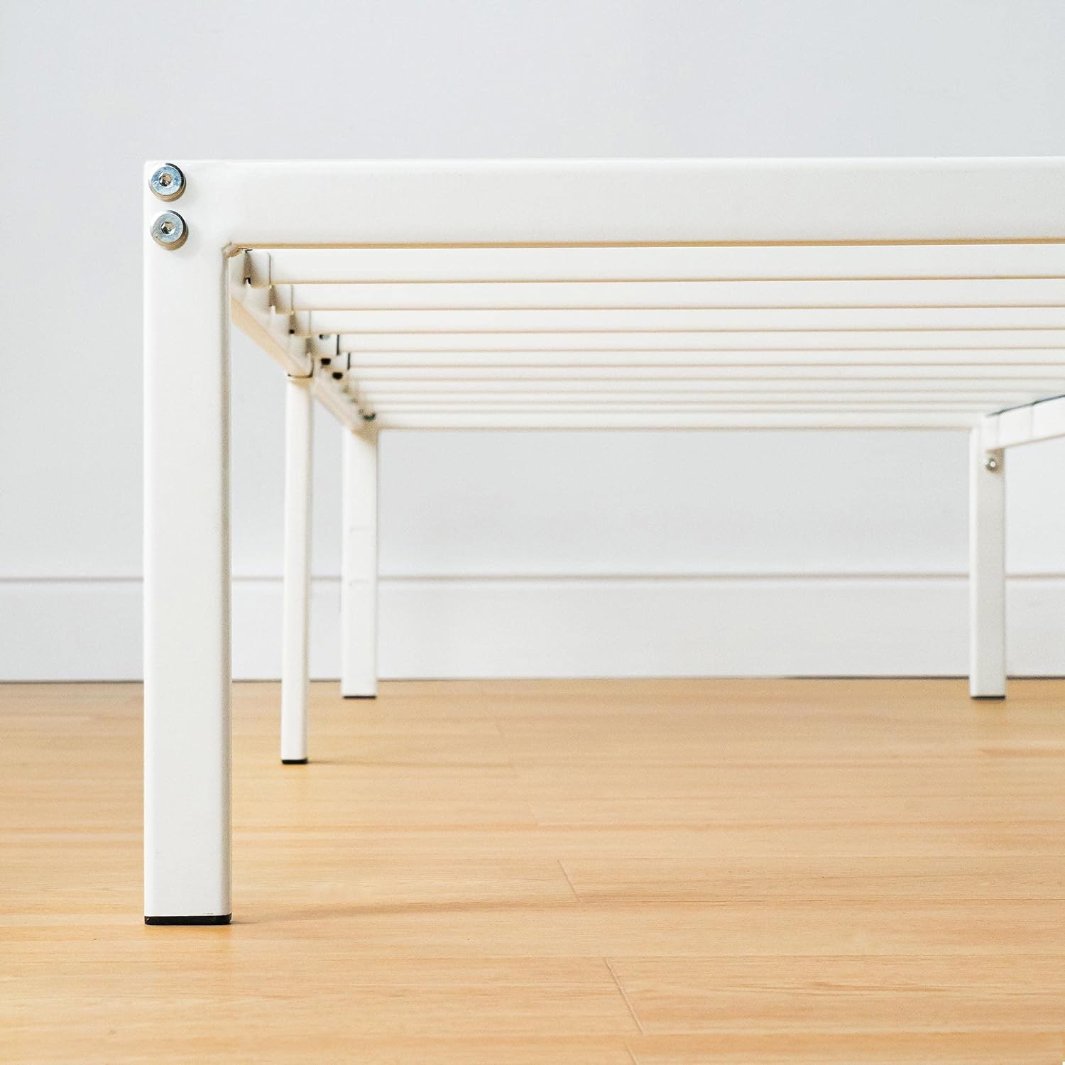 Best Price Mattress 14 Inch Metal Platform Bed Frame, Heavy Duty Steel Slats, White, Twin89