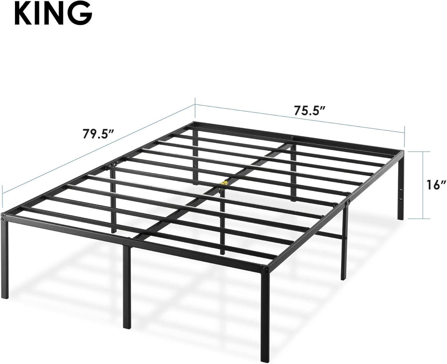 Best Price Mattress 16 Inch Metal Platform Bed Frame, Heavy Duty Steel Slats, Black, King1