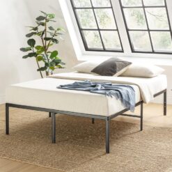 Best Price Mattress 16 Inch Metal Platform Bed Frame, Heavy Duty Steel Slats, Black, Queen