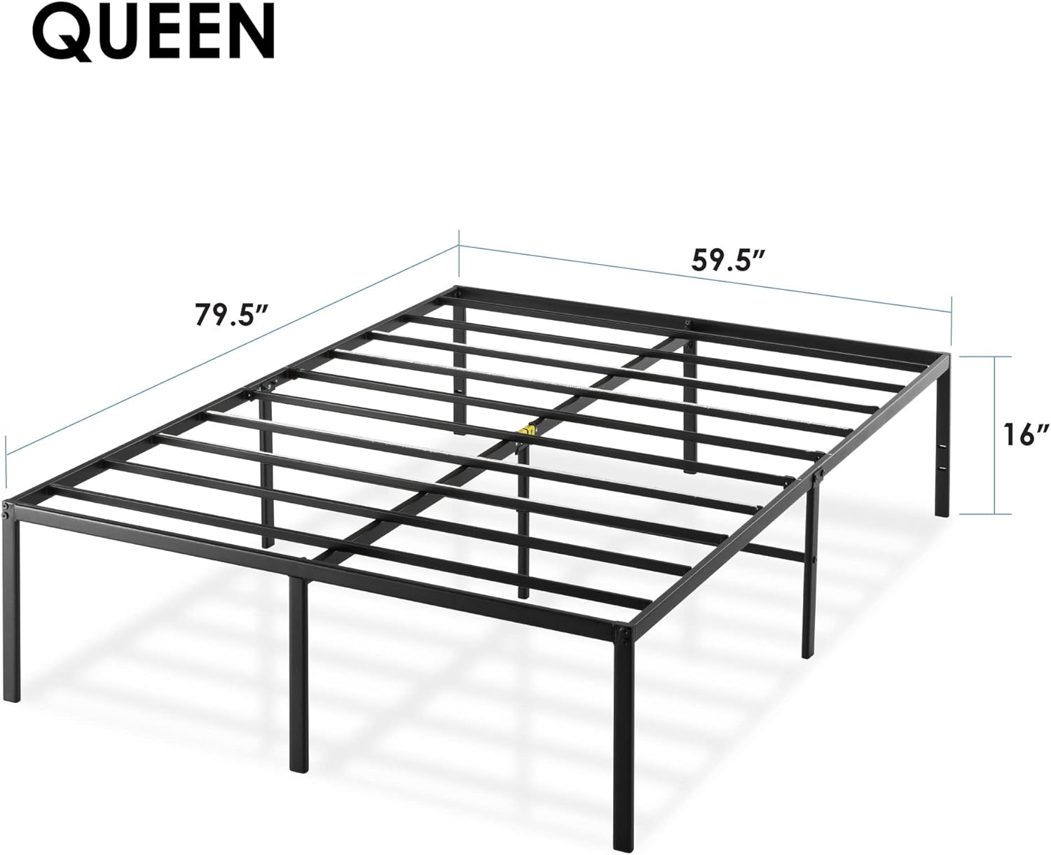Best Price Mattress 16 Inch Metal Platform Bed Frame, Heavy Duty Steel Slats, Black, Queen1