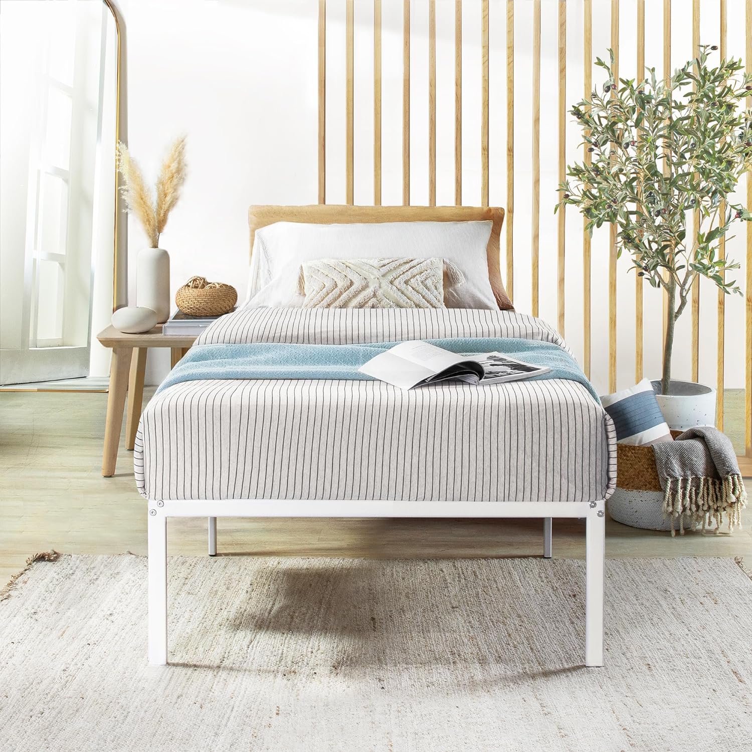 Best Price Mattress 16 Inch Metal Platform Bed Frame, Heavy Duty Steel Slats, White, Twin Best Price Mattress 16 Inch Metal Platform Bed Frame, Heavy Duty Steel Slats, White, Twin