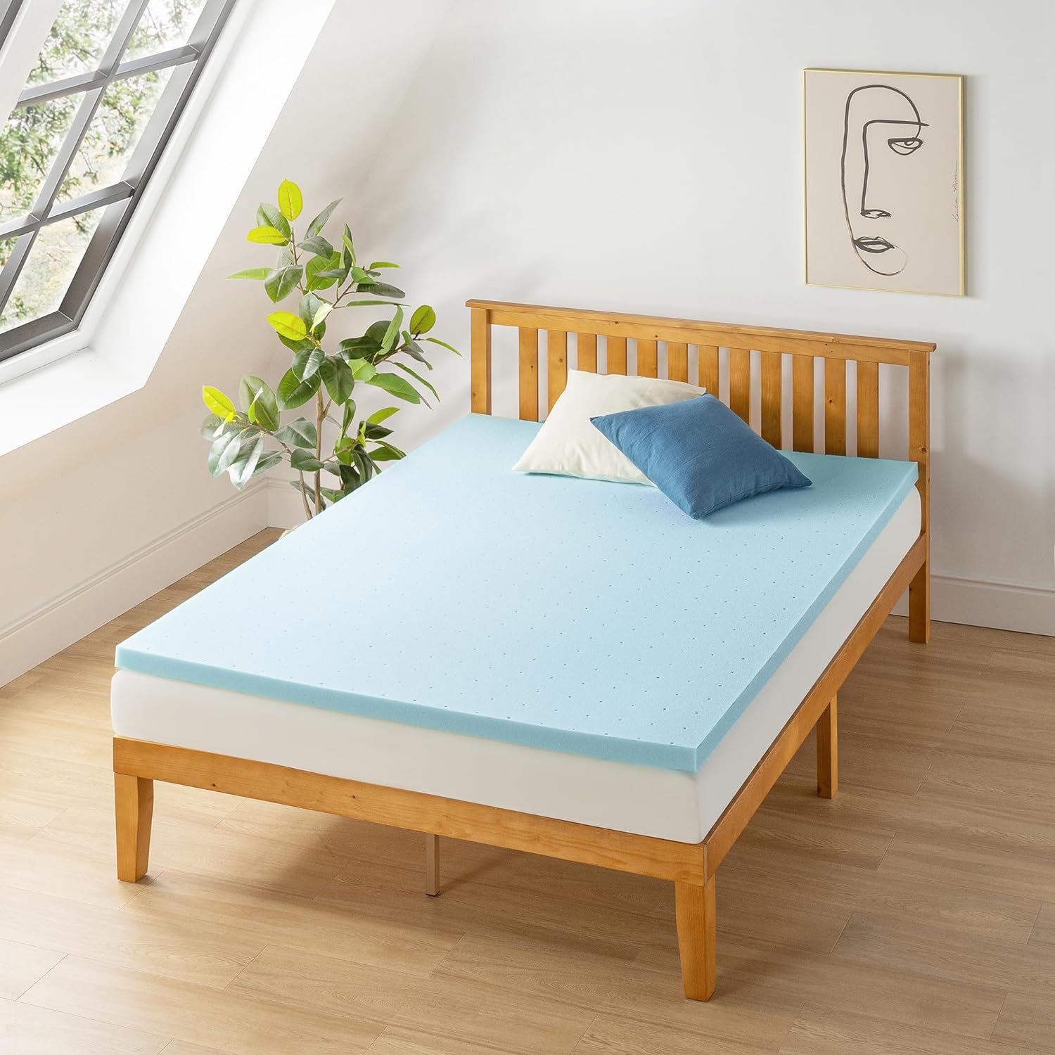 Best Price Mattress 2-inch Ventilated Gel Memory Foam Topper - Twin, Blue2