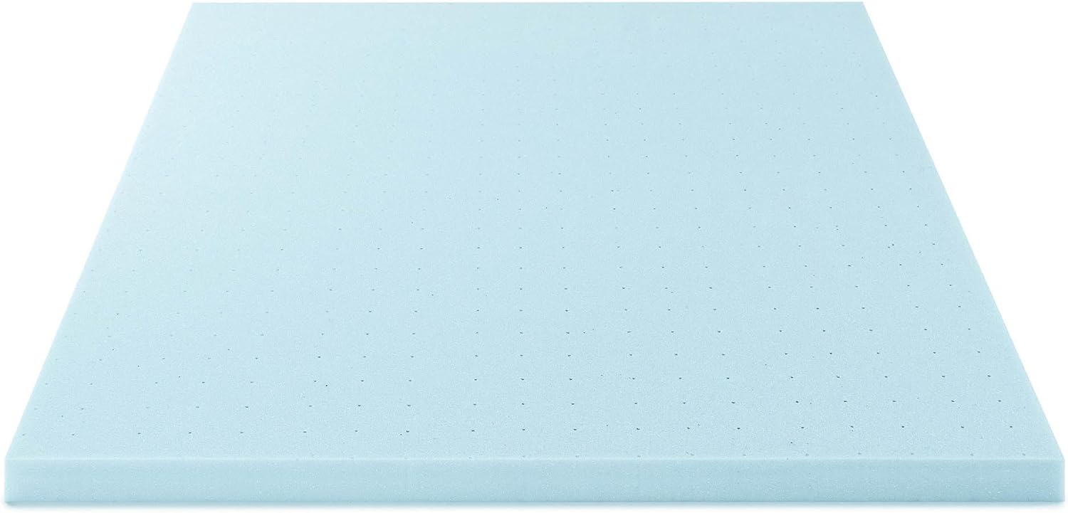 Best Price Mattress 3 Inch Ventilated Memory Foam Mattress Topper, Cooling Gel Infusion, CertiPUR-US Certified, King, Blue9