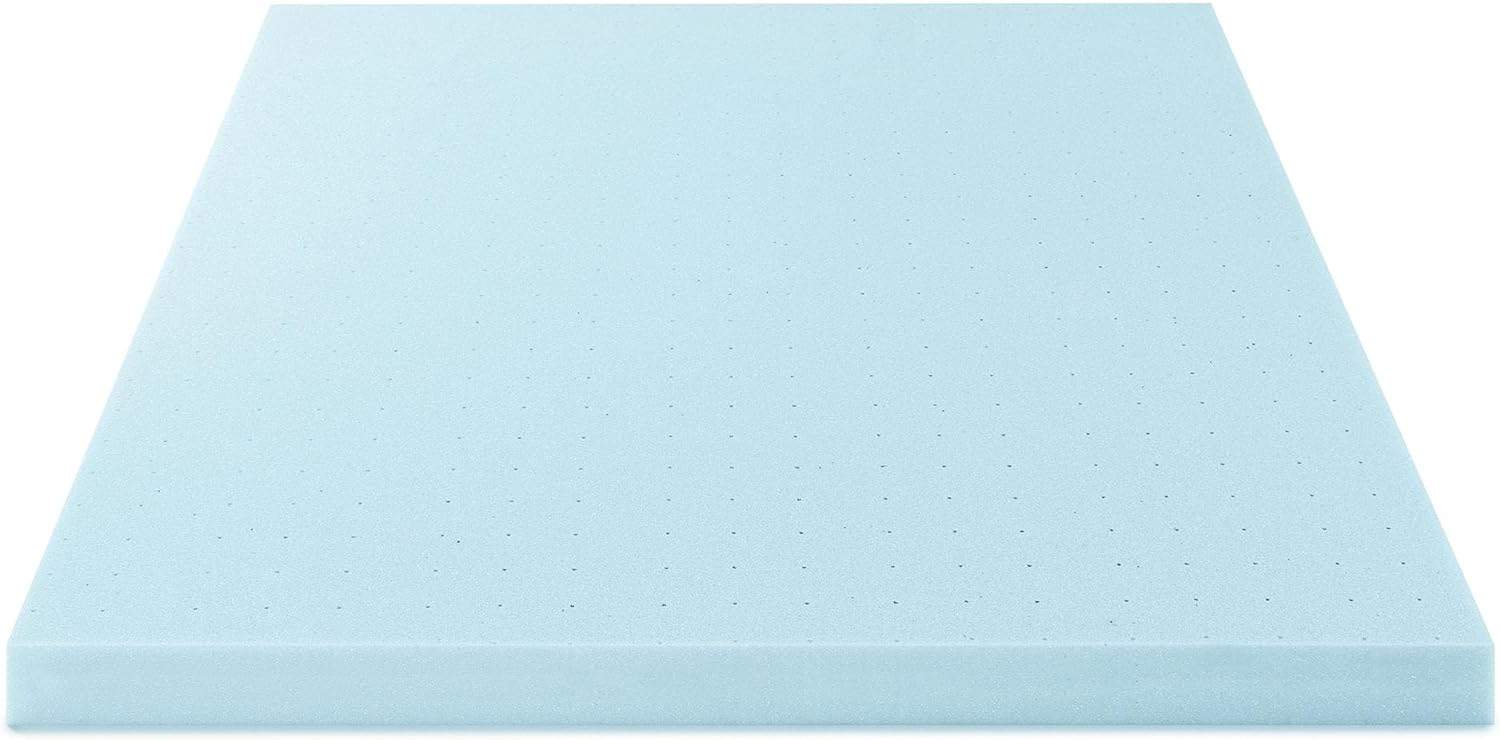 Best Price Mattress 4 Inch Ventilated Memory Foam Mattress Topper, Cooling Gel Infusion, CertiPUR-US Certified, Short Queen Light Blue7