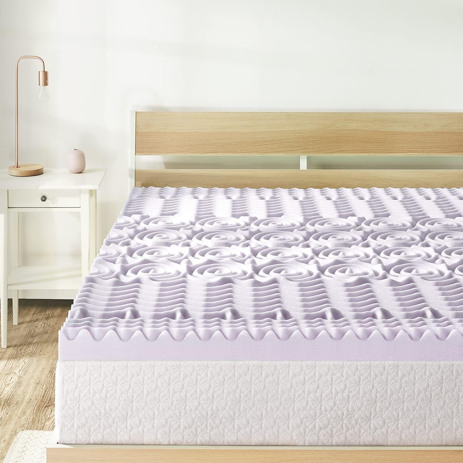 Best Price Mattress Queen Mattress Topper - 3 Inch 5-Zone Memory Foam Bed Topper with Lavender Infused Cooling Mattress Pad, Queen Size1