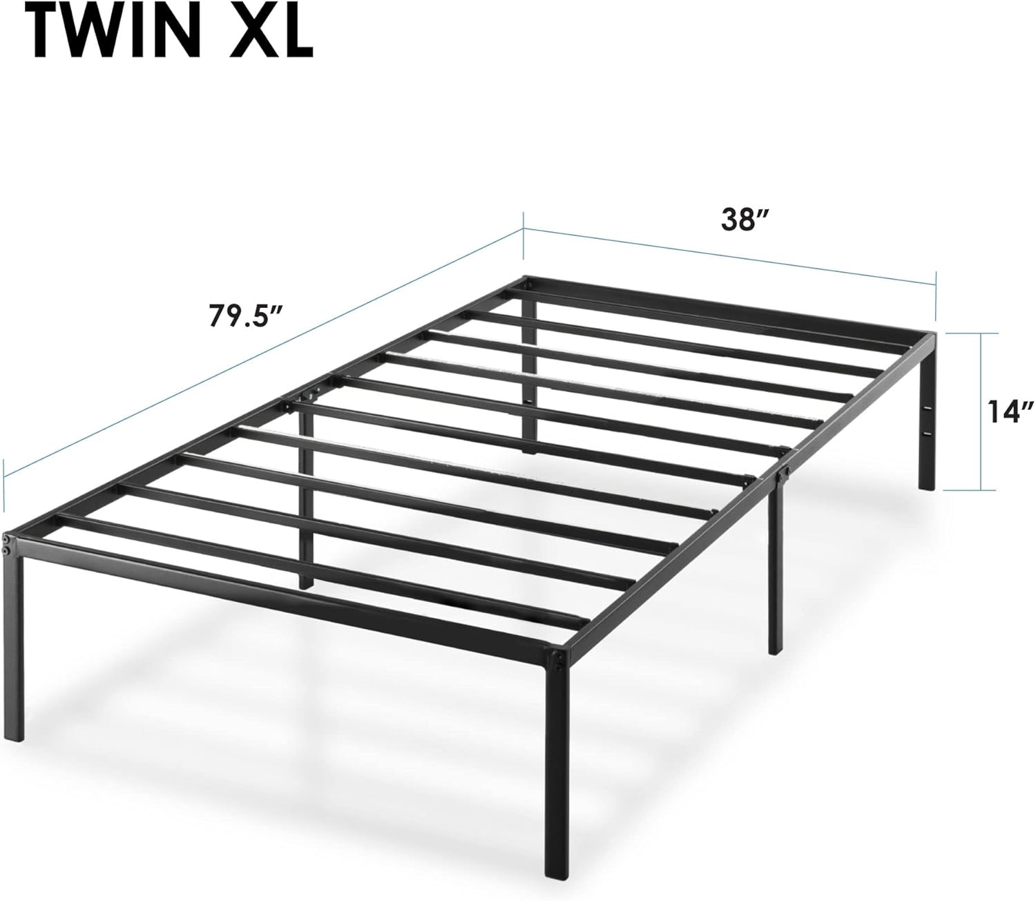 Best Price Mattress Twin XL 14 Inch Black Metal Platform Bed Frame1