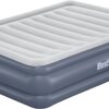 Bestway Tritech 20 Inch Thick Durable Comfortable Air Mattress with Ultra-Fresh Antimicrobial Coating & Built-in AC Pump for 4 Minute Inflation, Queen