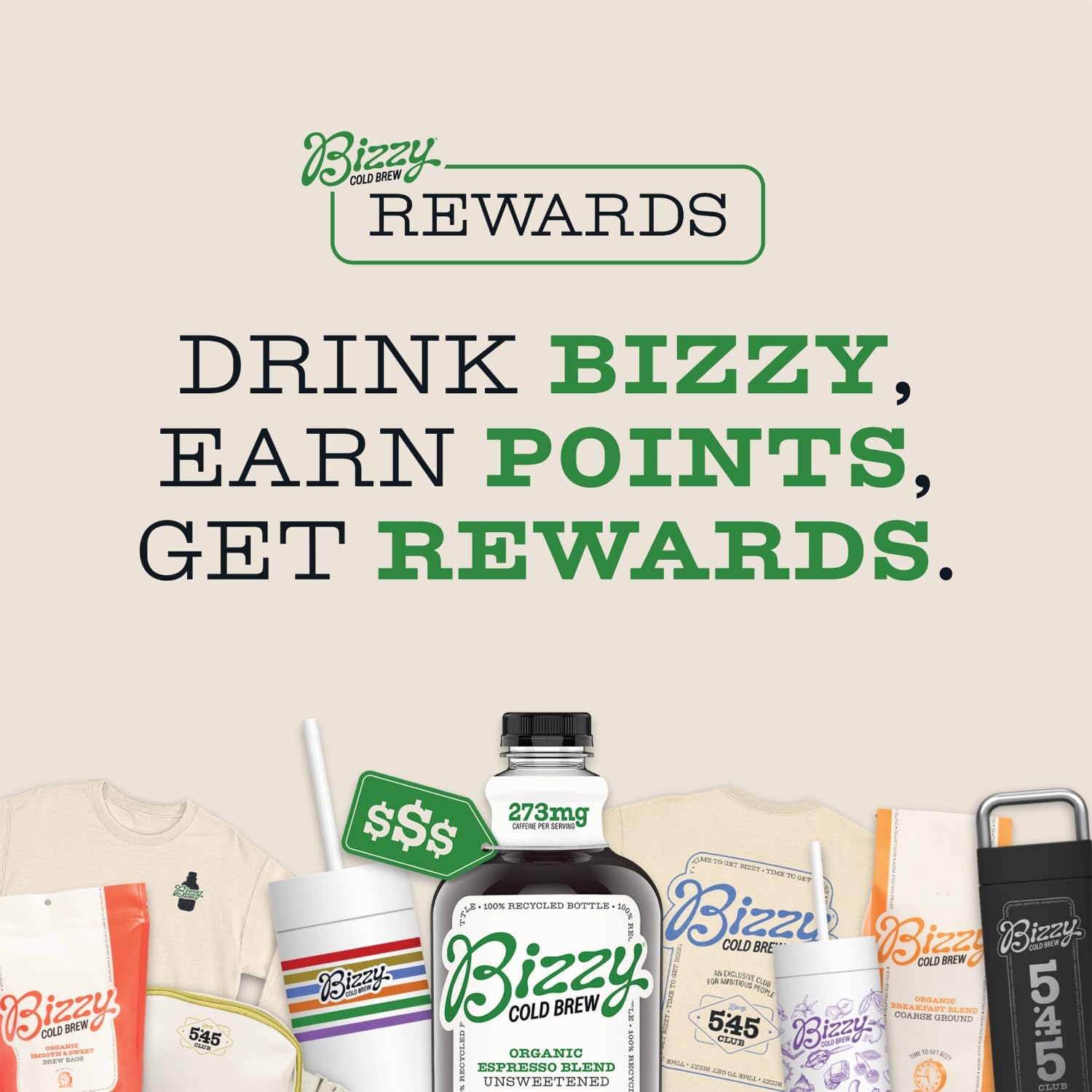 Bizzy Organic Cold Brew Coffee Smooth & Sweet Blend Whole Bean Coffee Medium Roast 100% Arabica 5 LB7