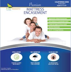 California King Mattress Protector Zippered Bedbug Waterproof Encasement Hypoallergenic Premium Bed Bug Cover White