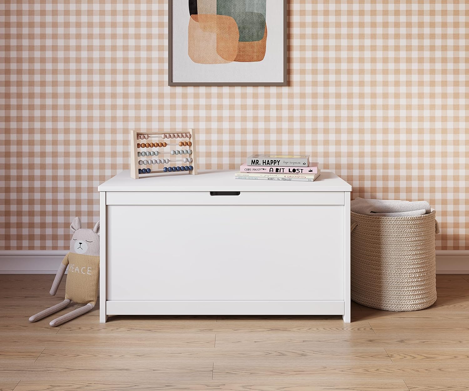 Child Craft Harmony 33” Wood Storage Box, Large Storage Chest, Plenty of Storage, 2 Safety Hinges, Standard Ventilation Hole on Back, 6 Cubic Feet of Storage (Matte White)1