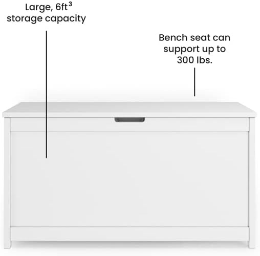 Child Craft Harmony 33” Wood Storage Box, Large Storage Chest, Plenty of Storage, 2 Safety Hinges, Standard Ventilation Hole on Back, 6 Cubic Feet of Storage (Matte White)3