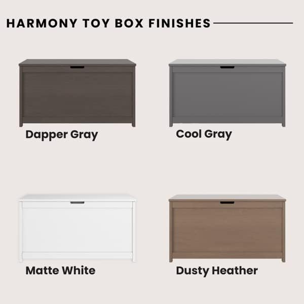 Child Craft Harmony 33” Wood Toy Box, Large Storage Chest, Plenty of Storage, 2 Safety Hinges, Standard Ventilation Hole on Back, 6 Cubic Feet of Storage (Cool Gray)0