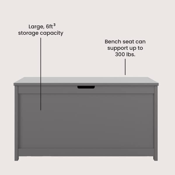 Child Craft Harmony 33” Wood Toy Box, Large Storage Chest, Plenty of Storage, 2 Safety Hinges, Standard Ventilation Hole on Back, 6 Cubic Feet of Storage (Cool Gray)3