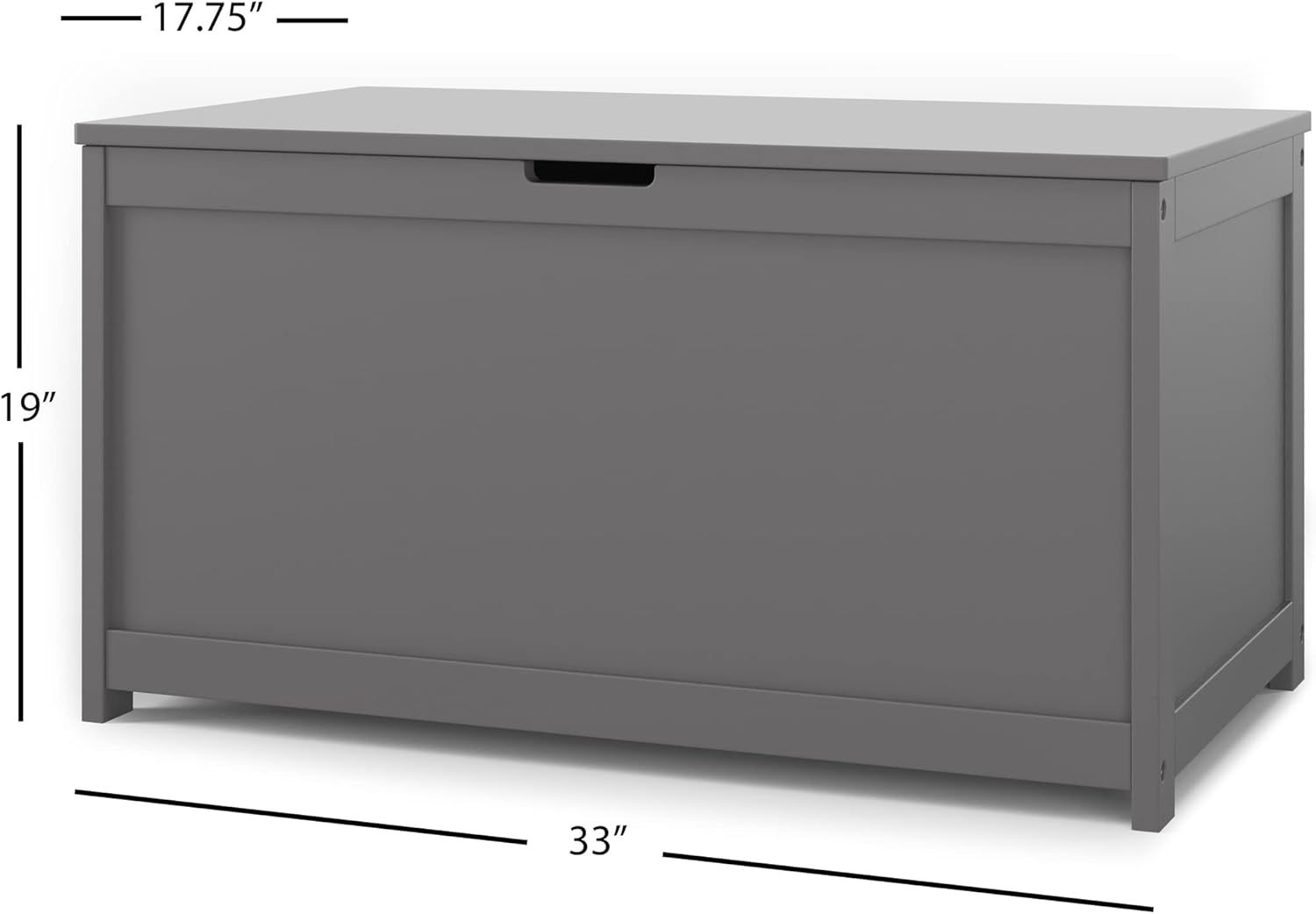 Child Craft Harmony 33” Wood Toy Box, Large Storage Chest, Plenty of Storage, 2 Safety Hinges, Standard Ventilation Hole on Back, 6 Cubic Feet of Storage (Cool Gray)6