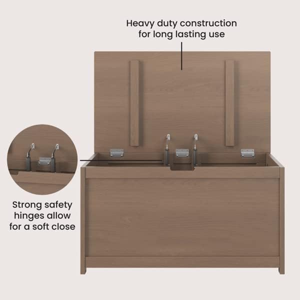 Child Craft Harmony 33” Wood Toy Box, Large Storage Chest, Plenty of Storage, 2 Safety Hinges, Standard Ventilation Hole on Back, 6 Cubic Feet of Storage (Dusty Heather)4