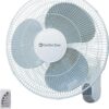 Comfort Zone 16" Quiet 3-Speed Wall Mount Fan with Remote Control, Timer and Adjustable Tilt, Ideal for Home, Bedroom, Gym & Office, CZ16WR