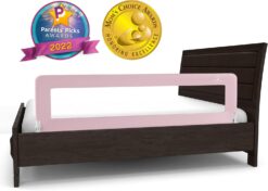 ComfyBumpy 59 inch Extra Long Bed Rail for Toddlers - Baby Bed Rail Guard for Kids, Twin, Full, King and Queen Beds - Adjustable Toddler Bed Rails - Baby Bed Side Bedrails - Pink, XL (59" x 19.5")