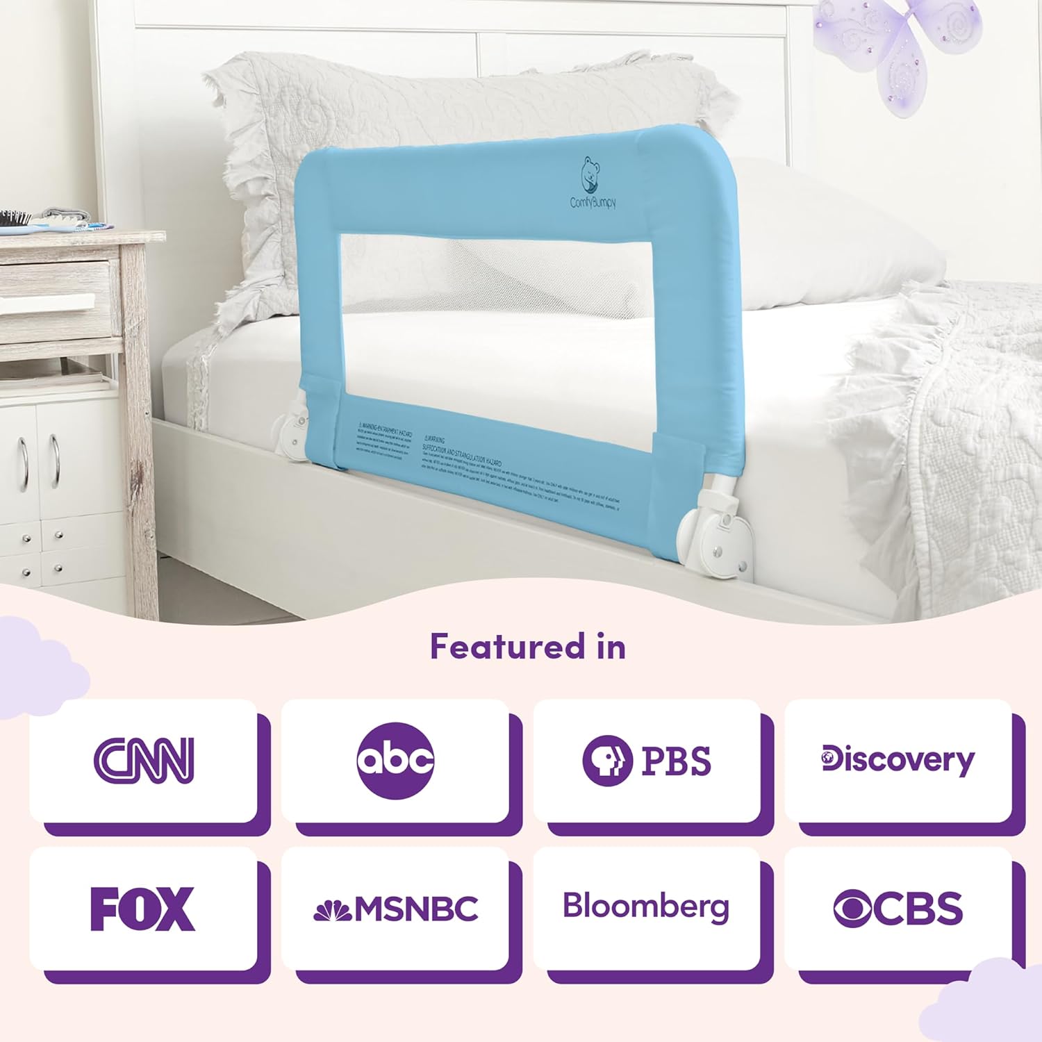 ComfyBumpy Bed Rail for Toddlers Bed Rails for Kids, Twin, Full, Queen & King Size Bed - Adjustable Toddler Bed Rail Guard - Swing Down Baby Bed Side Rail - Blue, Regular (35.5 x 19.5)7