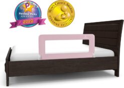 ComfyBumpy Bed Rail for Toddlers | Bed Rails for Kids, Twin, Full, Queen & King Size Bed - Adjustable Toddler Bed Rail Guard - Swing Down Baby Bed Side Rail - Pink, Regular (35.5" x 19.5")