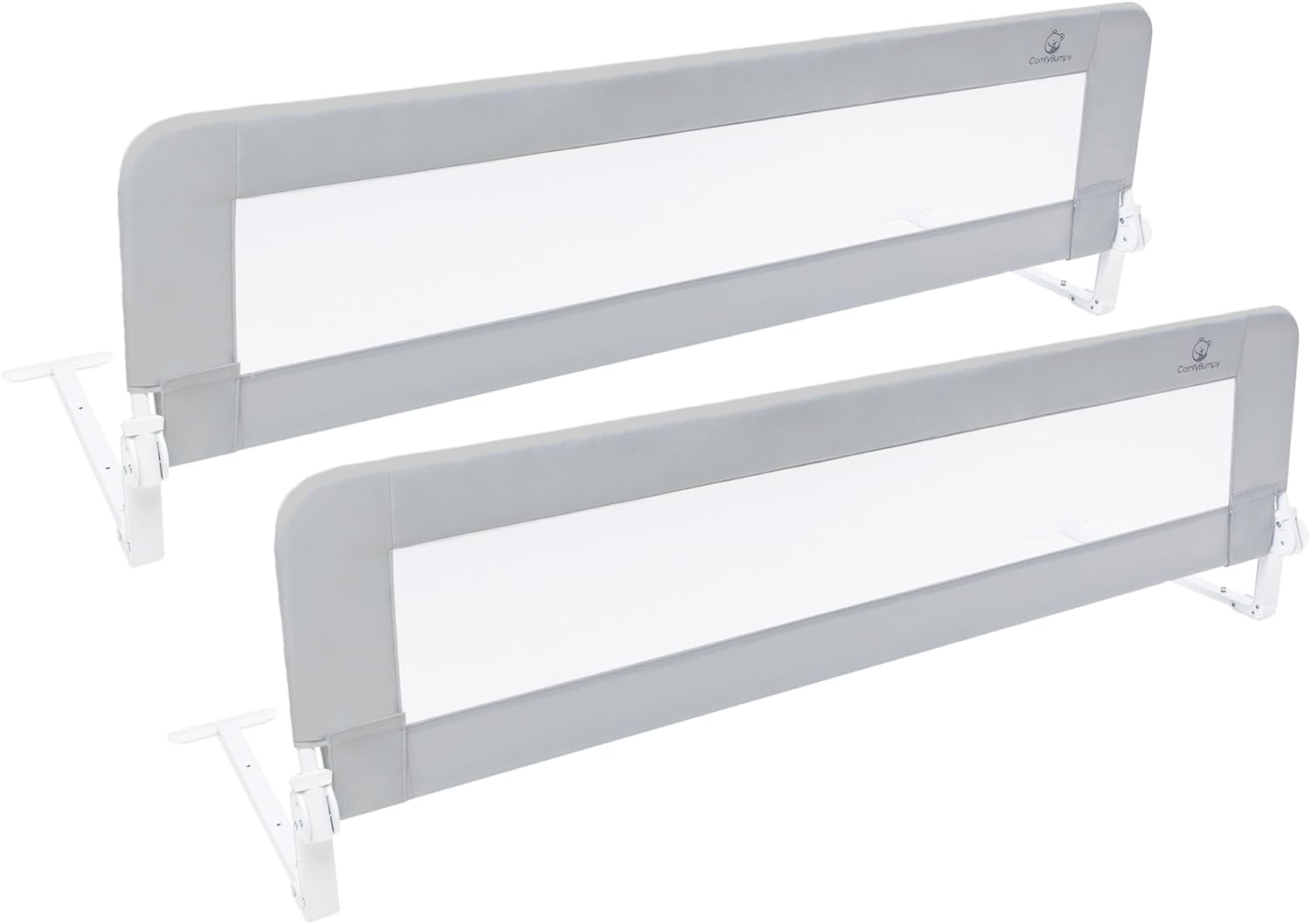 ComfyBumpy Extra Long Toddler Bed Rails - Baby Bed Rail Guard for Kids, Twin, Full, King and Queen Beds - Adjustable Bed Rail for Toddlers - Baby Bed Side Bedrails - Gray, XL (59 x 19.5 ), Pack of 2 ComfyBumpy Extra Long Toddler Bed Rails - Baby Bed Rail Guard for Kids, Twin, Full, King and Queen Beds - Adjustable Bed Rail for Toddlers - Baby Bed Side Bedrails - Gray, XL (59" x 19.5"), Pack of 2