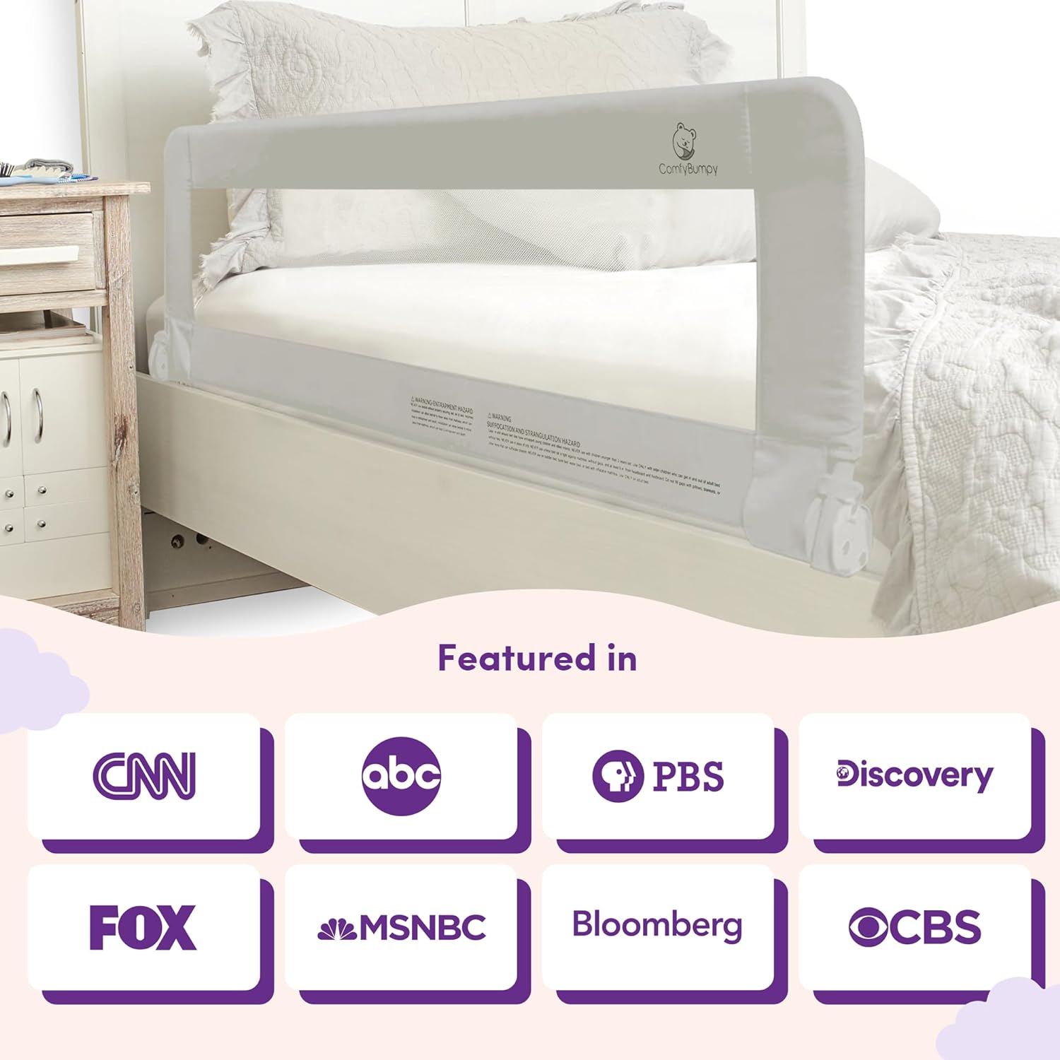 ComfyBumpy Extra Long Toddler Bed Rails - Baby Bed Rail Guard for Kids, Twin, Full, King and Queen Beds - Adjustable Bed Rail for Toddlers - Baby Bed Side Bedrails - Gray, XL (59 x 19.5 ), Pack of 26