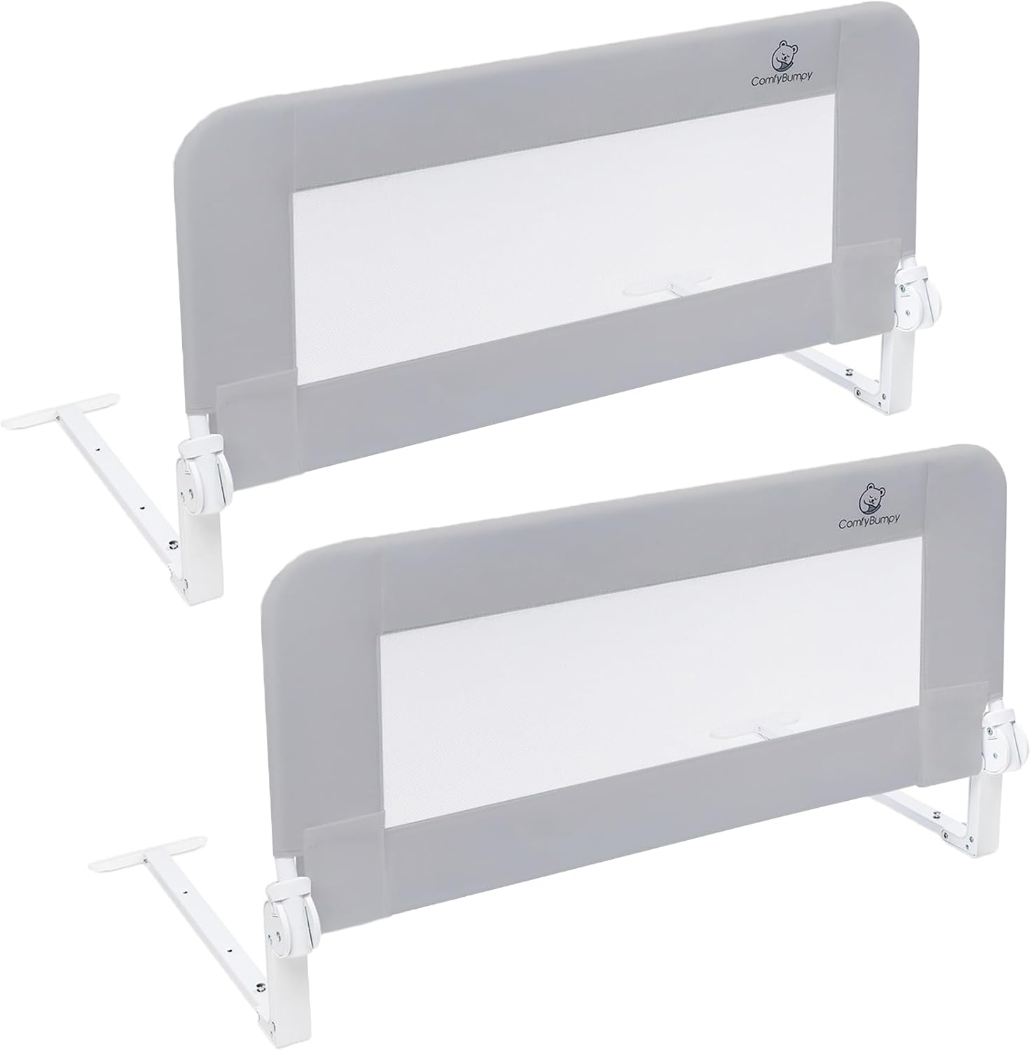 ComfyBumpy Toddler Bed Rail Guard Bed Rails for Kids, Twin, Full, Queen & King Size Bed - Adjustable Bed Rail for Toddlers - Swing Down Baby Bed Side Rail - Gray, Regular (35.5 x 19.5), Pack of 2 ComfyBumpy Toddler Bed Rail Guard | Bed Rails for Kids, Twin, Full, Queen & King Size Bed - Adjustable Bed Rail for Toddlers - Swing Down Baby Bed Side Rail - Gray, Regular (35.5" x 19.5"), Pack of 2