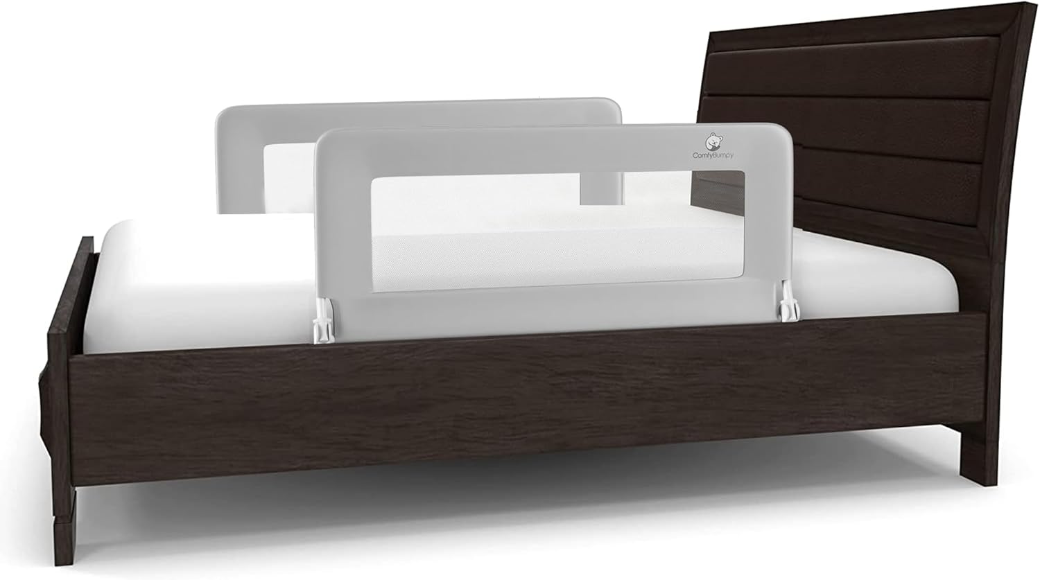 ComfyBumpy Toddler Bed Rail Guard Bed Rails for Kids, Twin, Full, Queen & King Size Bed - Adjustable Bed Rail for Toddlers - Swing Down Baby Bed Side Rail - Gray, Regular (35.5 x 19.5), Pack of 20