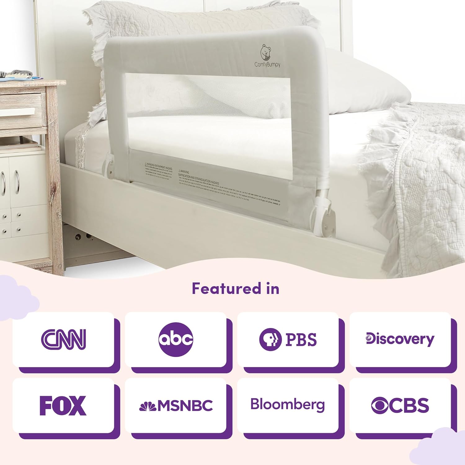 ComfyBumpy Toddler Bed Rail Guard Bed Rails for Kids, Twin, Full, Queen & King Size Bed - Adjustable Bed Rail for Toddlers - Swing Down Baby Bed Side Rail - Gray, Regular (35.5 x 19.5), Pack of 27