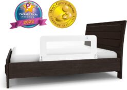 ComfyBumpy Toddler Bed Rail Guard | Bed Rails for Kids, Twin, Full, Queen & King Size Bed - Adjustable Bed Rail for Toddlers - Swing Down Baby Bed Side Rail - White, Regular (35.5" x 19.5")