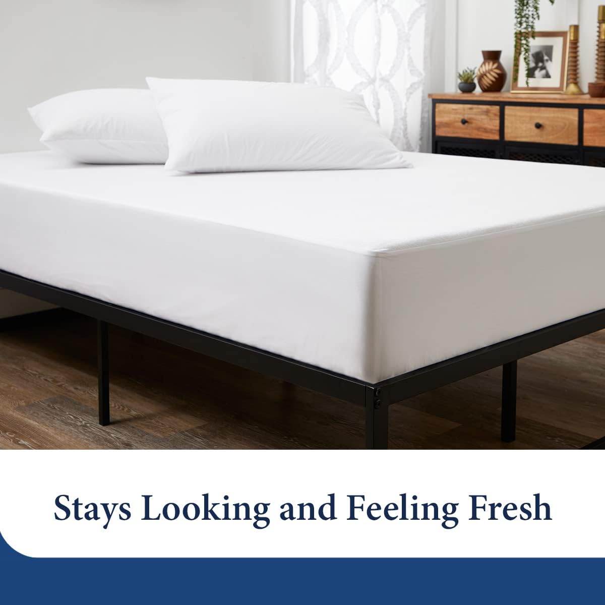 Cosy House Collection Luxury Mattress Protector - Blend of Rayon Derived from Bamboo - College Dorm Room Essentials - Ultra Soft Comfort, Stays Cool & Quiet - Premium Fitted Sheet Style (Twin XL)7