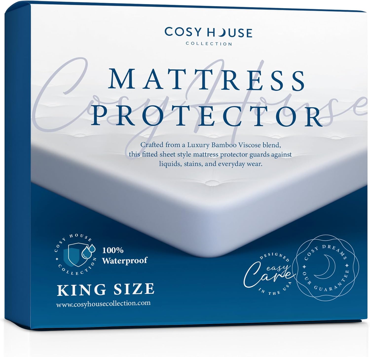 Cosy House Collection Luxury Mattress Protector - Blend of Rayon Derived from Bamboo - Master Bedroom Essentials - Ultra Soft Comfort, Stays Cool & Quiet - Premium Fitted Sheet Style (King) White Cosy House Collection Luxury Mattress Protector - Blend of Rayon Derived from Bamboo - Master Bedroom Essentials - Ultra Soft Comfort, Stays Cool & Quiet - Premium Fitted Sheet Style (King) White