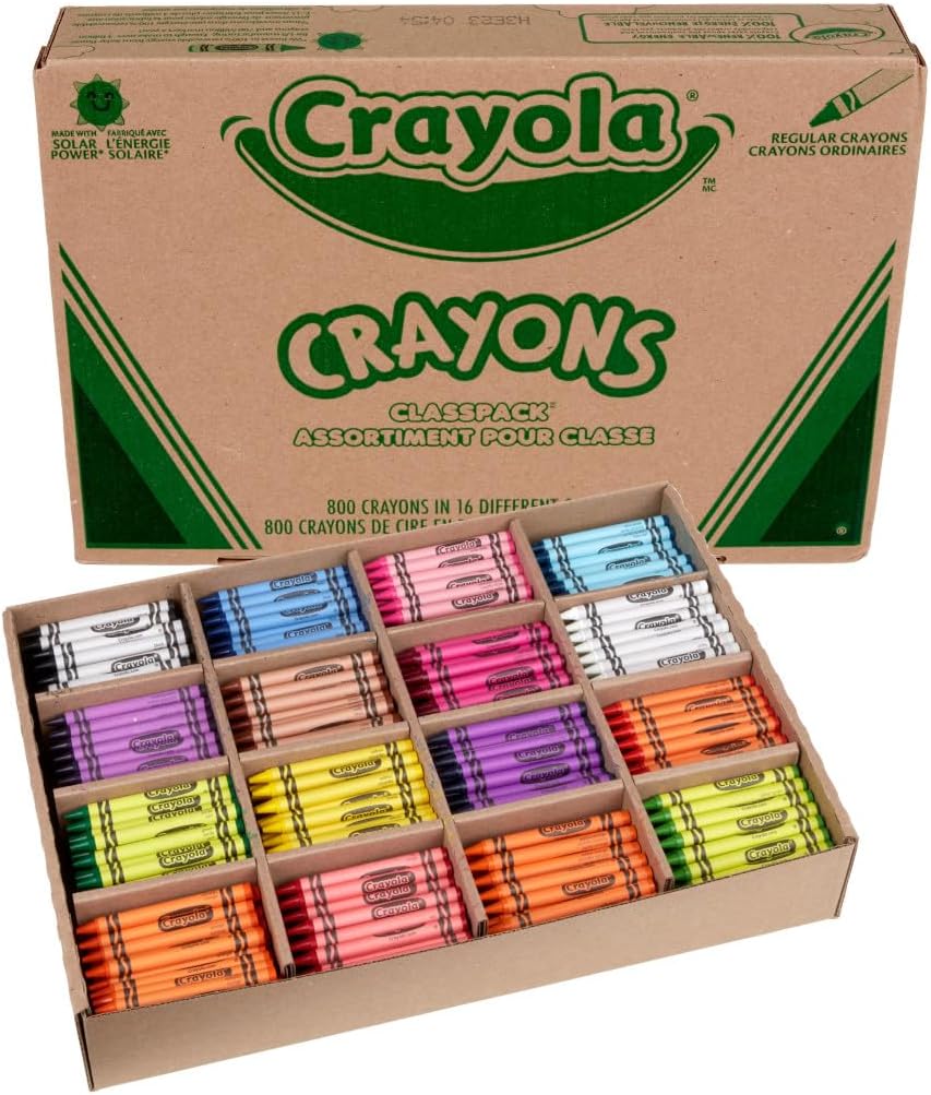 Crayola Crayon Classpack - 800ct (16 Assorted Colors), Bulk School Supplies for Teachers, Kids Crayons, Arts & Crafts Classroom Supplies, 3+1