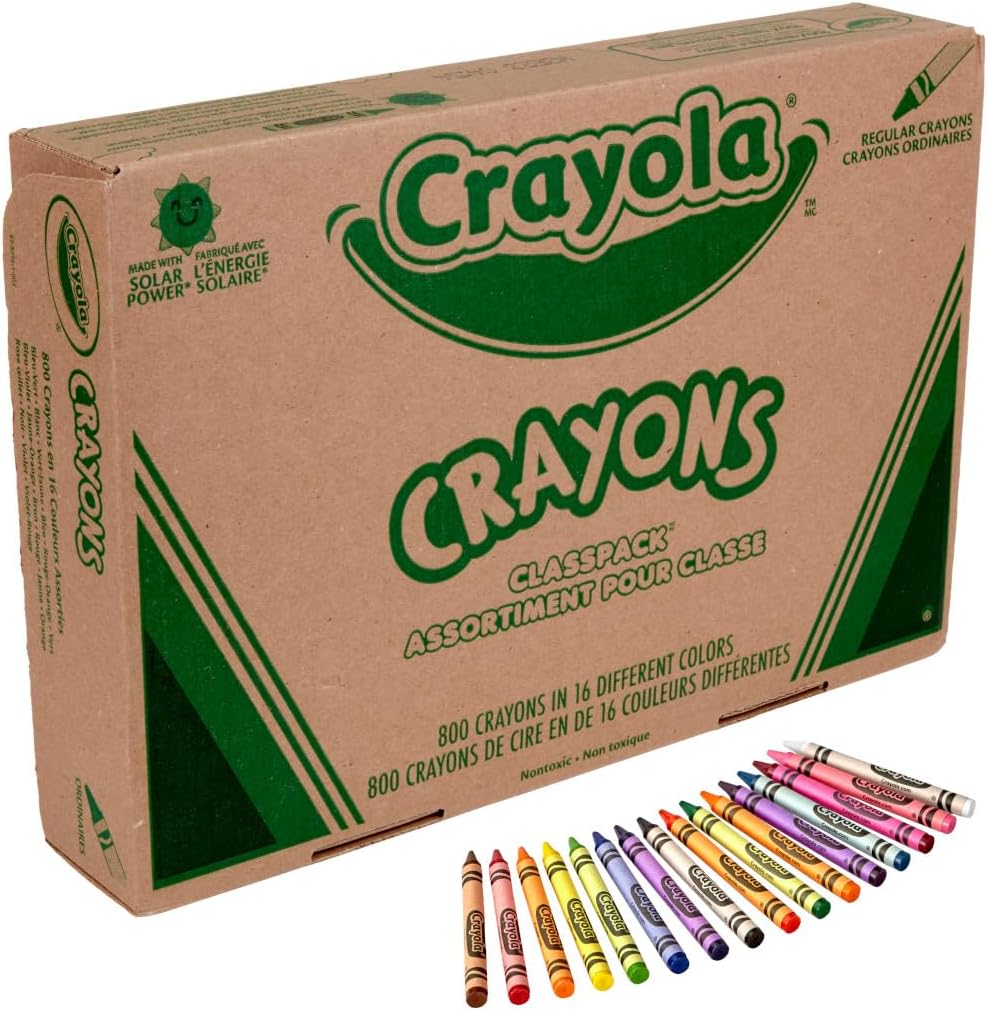 Crayola Crayon Classpack - 800ct (16 Assorted Colors), Bulk School Supplies for Teachers, Kids Crayons, Arts & Crafts Classroom Supplies, 3+8