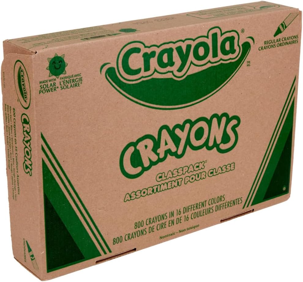 Crayola Crayon Classpack - 800ct (16 Assorted Colors), Bulk School Supplies for Teachers, Kids Crayons, Arts & Crafts Classroom Supplies, 3+9
