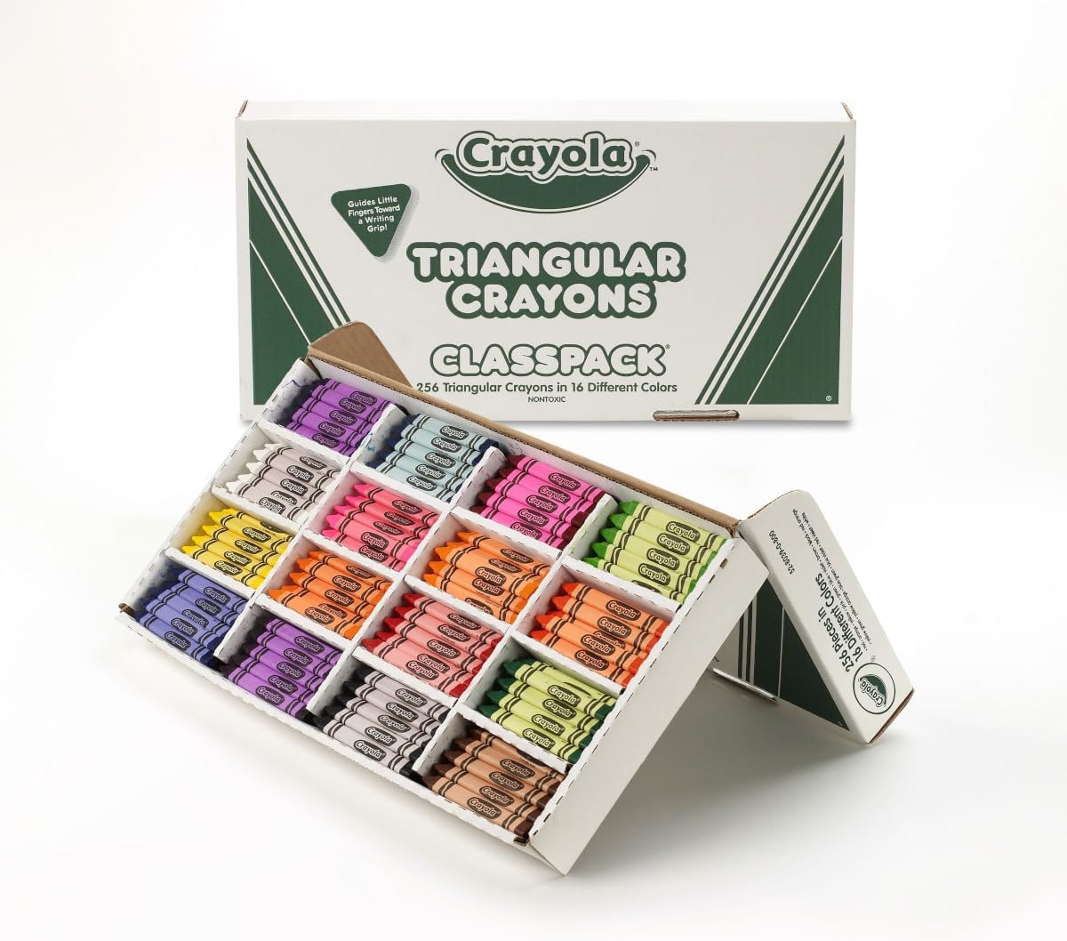 Crayola Triangular Crayon Classpack, Toddler Crayons, 16 Assorted Colors, 256 Count, Bulk1