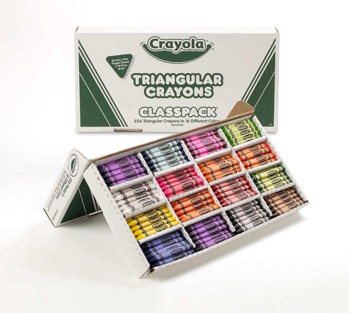 Crayola Triangular Crayon Classpack, Toddler Crayons, 16 Assorted Colors, 256 Count, Bulk2