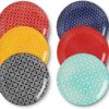 DOWAN 10.5" Dinner Plates Set of 6, Ceramic Salad Plates, Porcelain Plates Set for Kitchen, Parties, Pasta, Dishwasher & Microwave & Oven Safe, Colorful