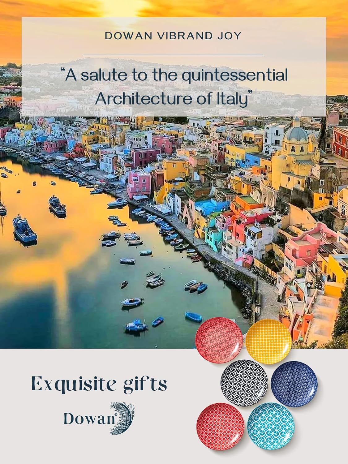 DOWAN 10.5 Dinner Plates Set of 6, Ceramic Salad Plates, Porcelain Plates Set for Kitchen, Parties, Pasta, Dishwasher & Microwave & Oven Safe, Colorful0