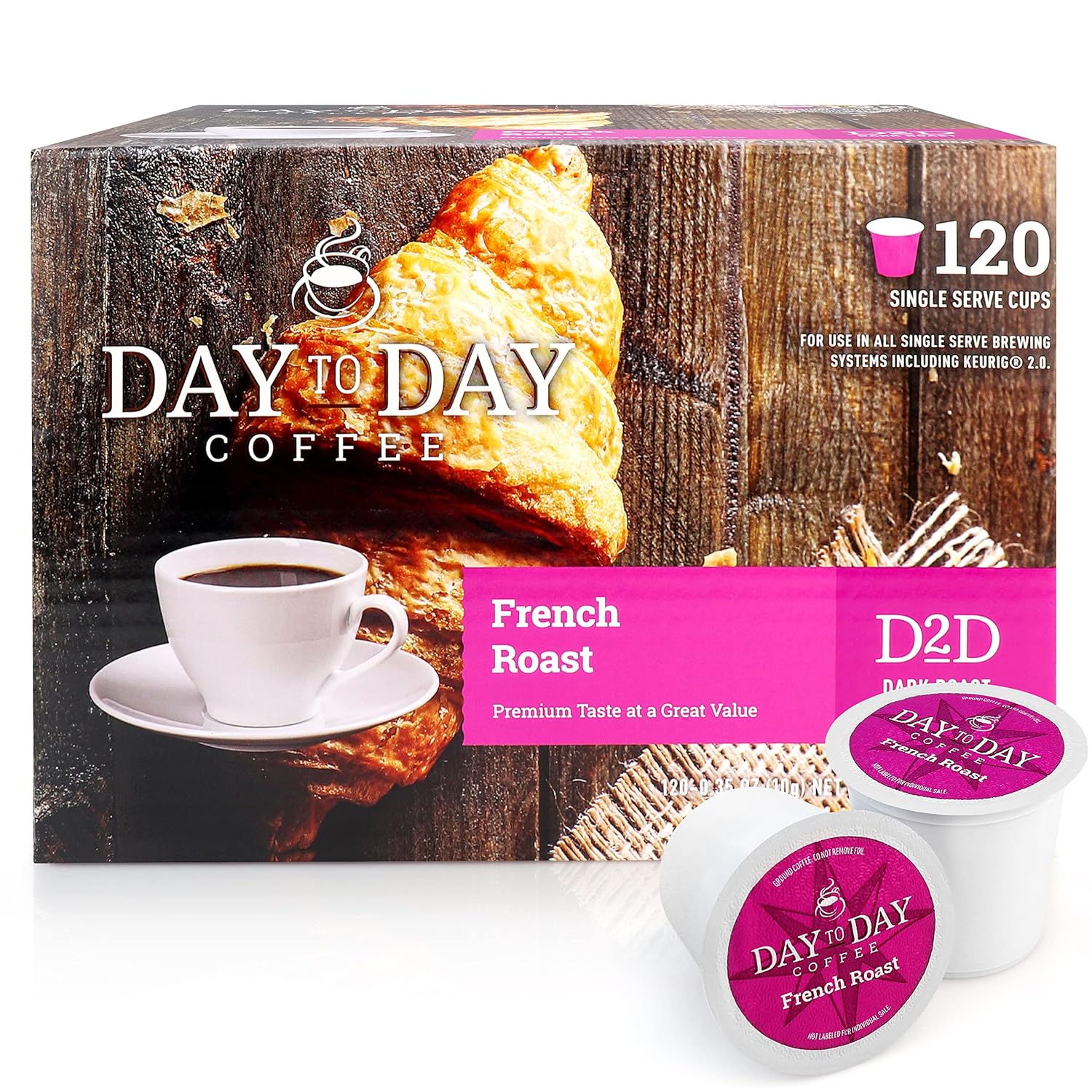 Day To Day 120-Count French Roast, Dark Roast Single Serve Coffee Pods for K Cups Keurig Brewers (French Roast, 120 Count (Pack of 1)) Day To Day 120-Count French Roast, Dark Roast Single Serve Coffee Pods for K Cups Keurig Brewers (French Roast, 120 Count (Pack of 1))