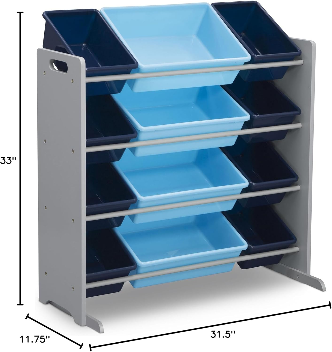 Delta Children Kids Toy Storage Organizer with 12 Plastic Bins - Greenguard Gold Certified, Grey Blue-