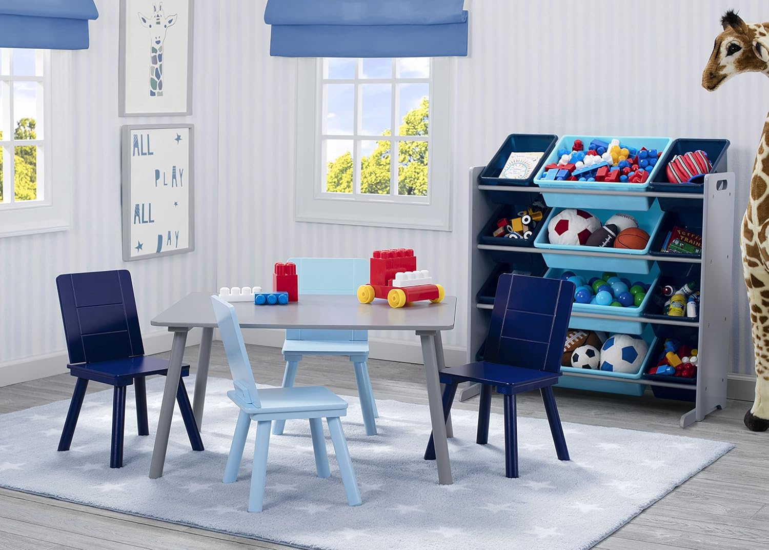 Delta Children Kids Toy Storage Organizer with 12 Plastic Bins - Greenguard Gold Certified, Grey Blue7