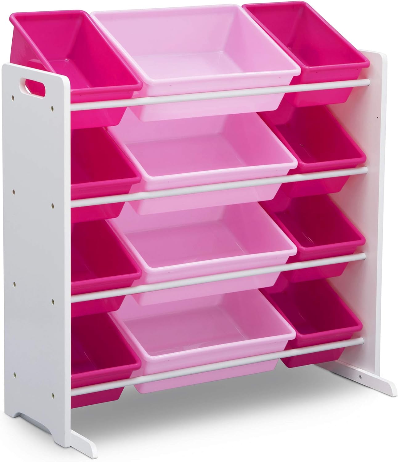 Delta Children Kids Toy Storage Organizer with 12 Plastic Bins - Greenguard Gold Certified, White Pink Delta Children Kids Toy Storage Organizer with 12 Plastic Bins - Greenguard Gold Certified, White/Pink