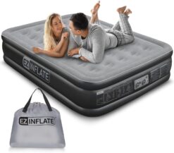 EZ INFLATE Double High Luxury Air Mattress with Built in Pump, Inflatable Mattress, Full