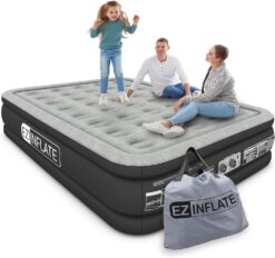 EZ INFLATE Double High Luxury Air Mattress with Built in Pump, Inflatable Mattress, King