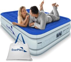 EnerPlex Air Mattress with Built-in Pump - Double Height Inflatable Mattress for Camping, Home & Portable Travel - Durable Blow Up Bed with Dual Pump - Easy to Inflate/Quick Set UP, Full, 16 Inch