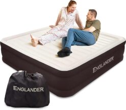 Englander Air Mattress w/Built in Pump - Luxury Double High Inflatable Bed for Home, Travel & Camping - Premium Blow Up Bed for Kids & Adults, California King